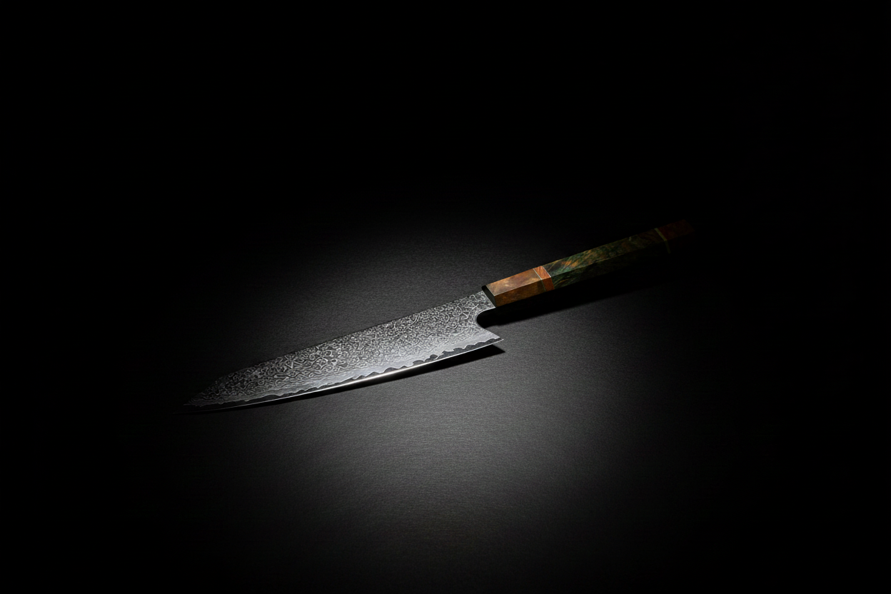 Raiden Gyuto — Fond noir spotlight